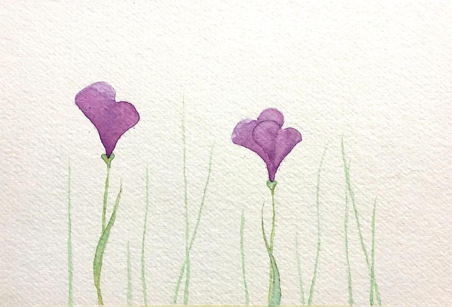 Heart Flowers, watercolor